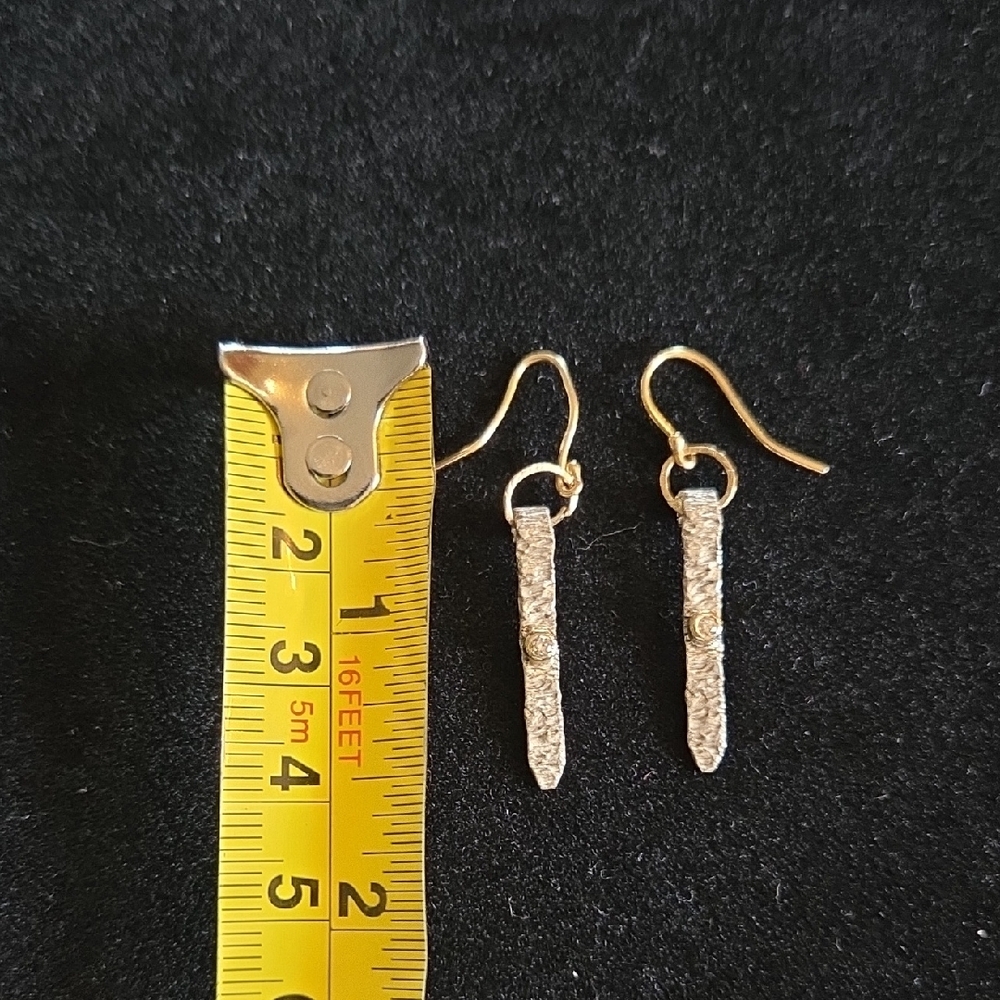 Hammered Silver Dangle Earrings - Picture 10 of 11